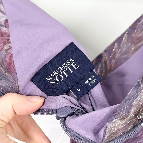 NWT Marchesa Notte Asymmetrical Long Sleeve Dress - Picture 8 of 9